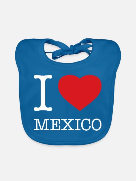 I LOVE MEXICO - Baby Bio-Lätzchen - Pfauenblau