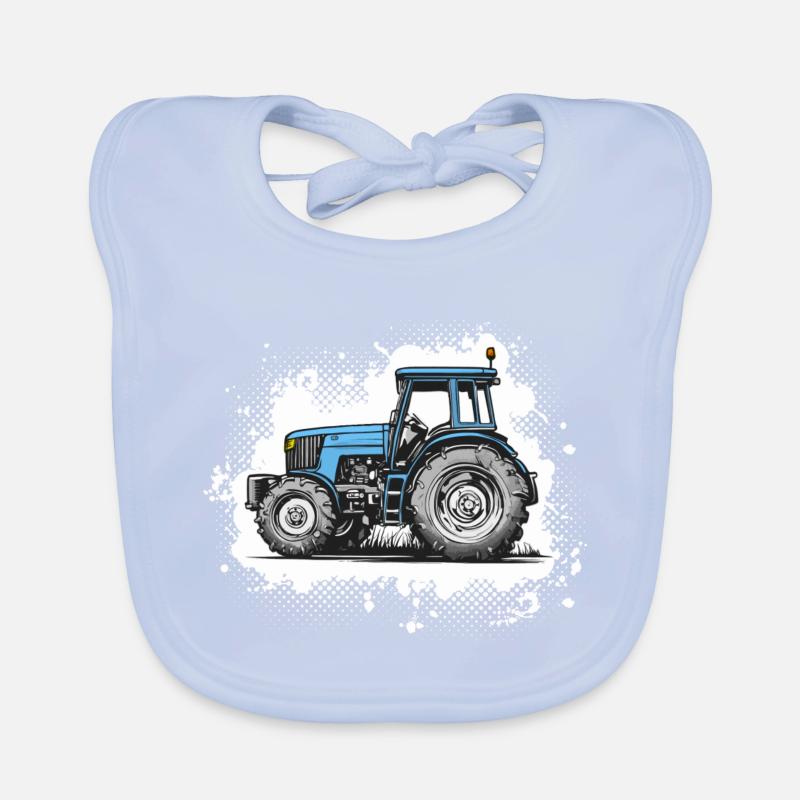 Traktor blue - Splash Organic Baby Bibs
