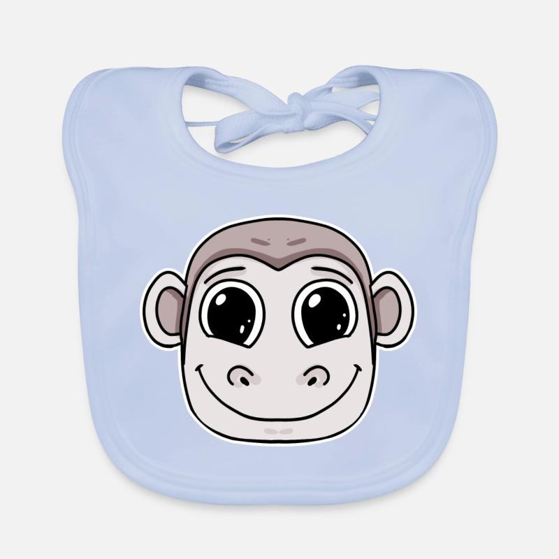 Monkey Head Animal Organic Baby Bibs