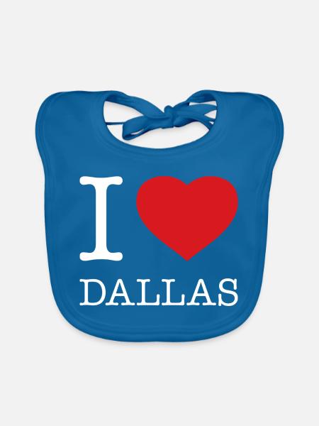 I LOVE DALLAS - Organic Baby Bibs - peacock-blue - Front