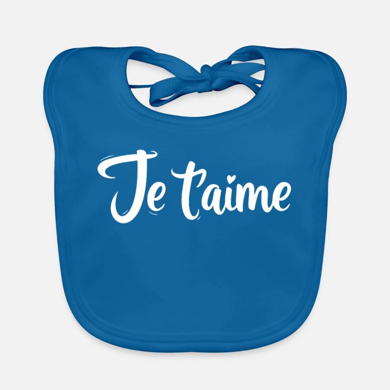 Je t'aime - Bavoir bio Bébé - bleu paon