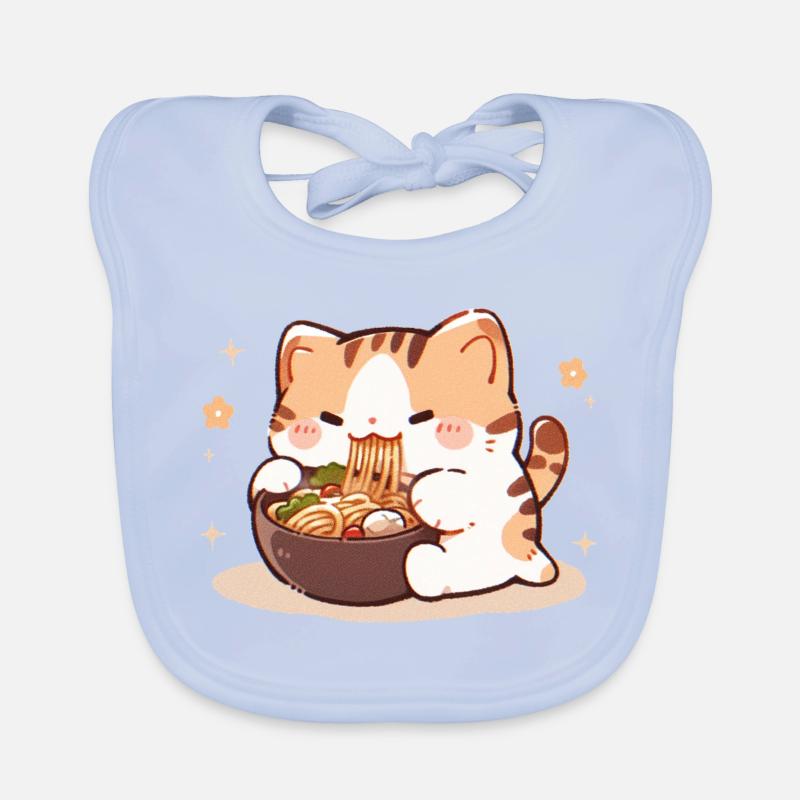 Mème de chat mangeant des spaghettis Bavoir bio Bébé