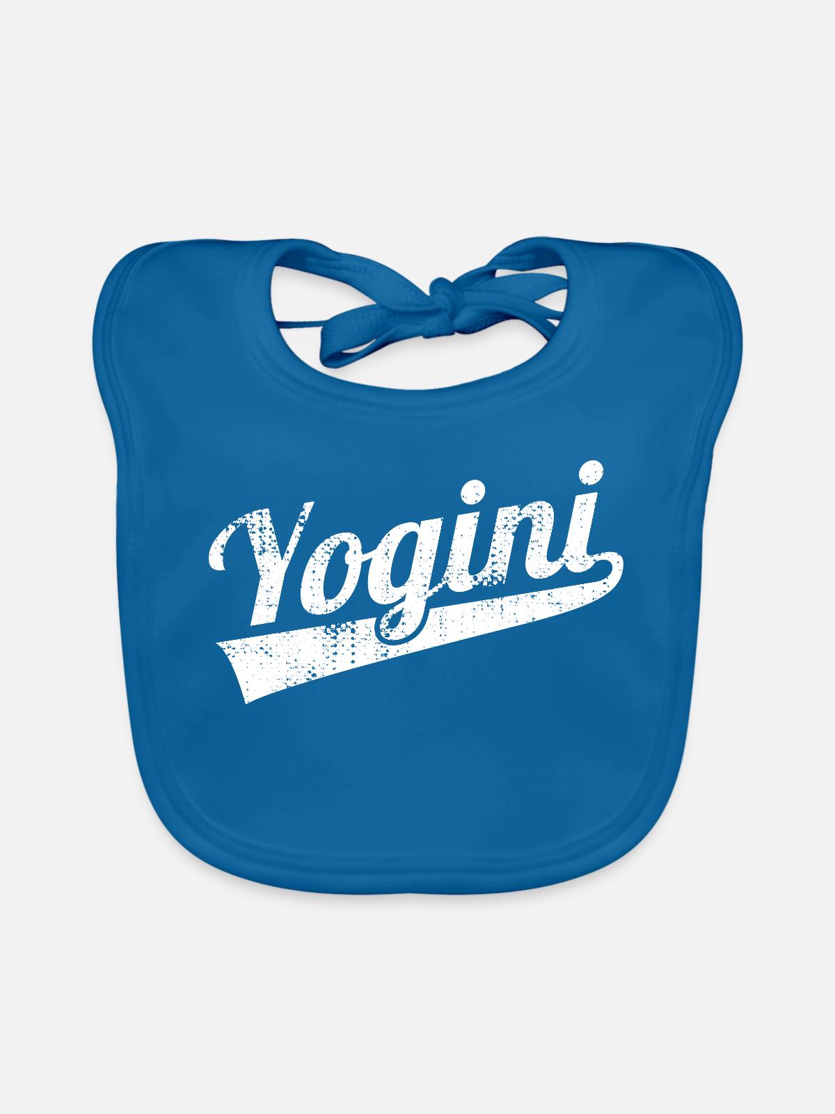 Yogini rétro - Bavoir bio Bébé - bleu paon - Devant