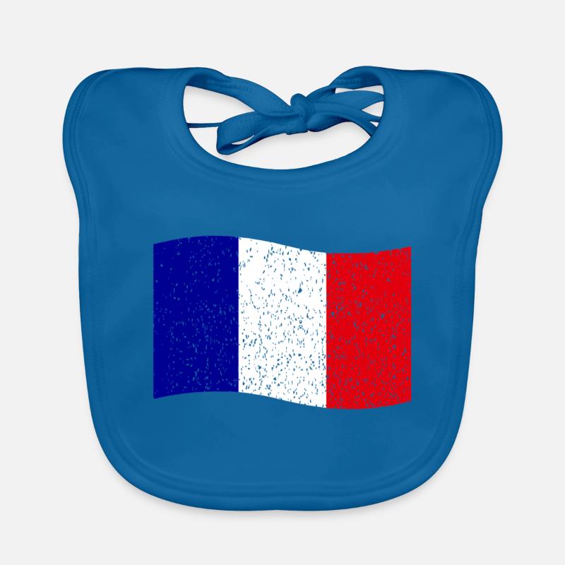 drapeau français vintage - Bavoir bio Bébé - bleu paon