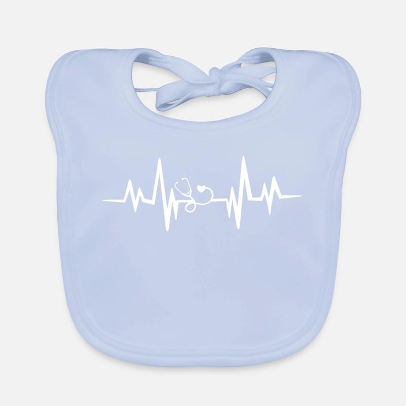 Heartbeat Stethoscope Motif Organic Baby Bibs
