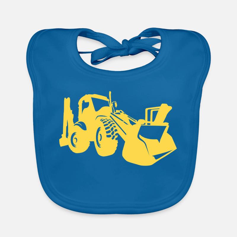 Excavator Wheel Loader Construction Equipment Operator Silhouette Organic Baby Bibs
