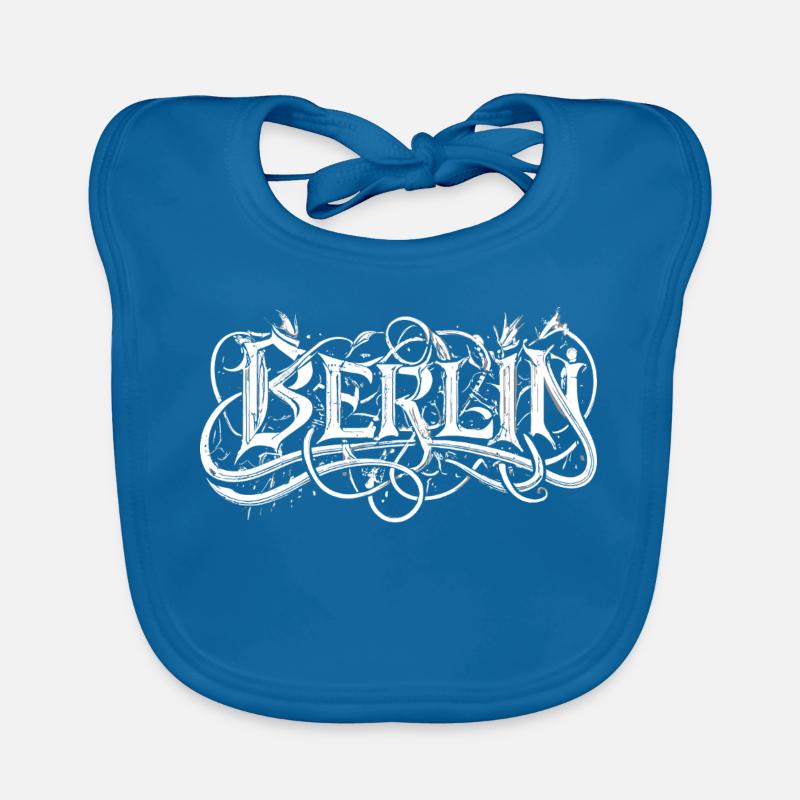 Berlin heavy metal headbanger typography Organic Baby Bibs