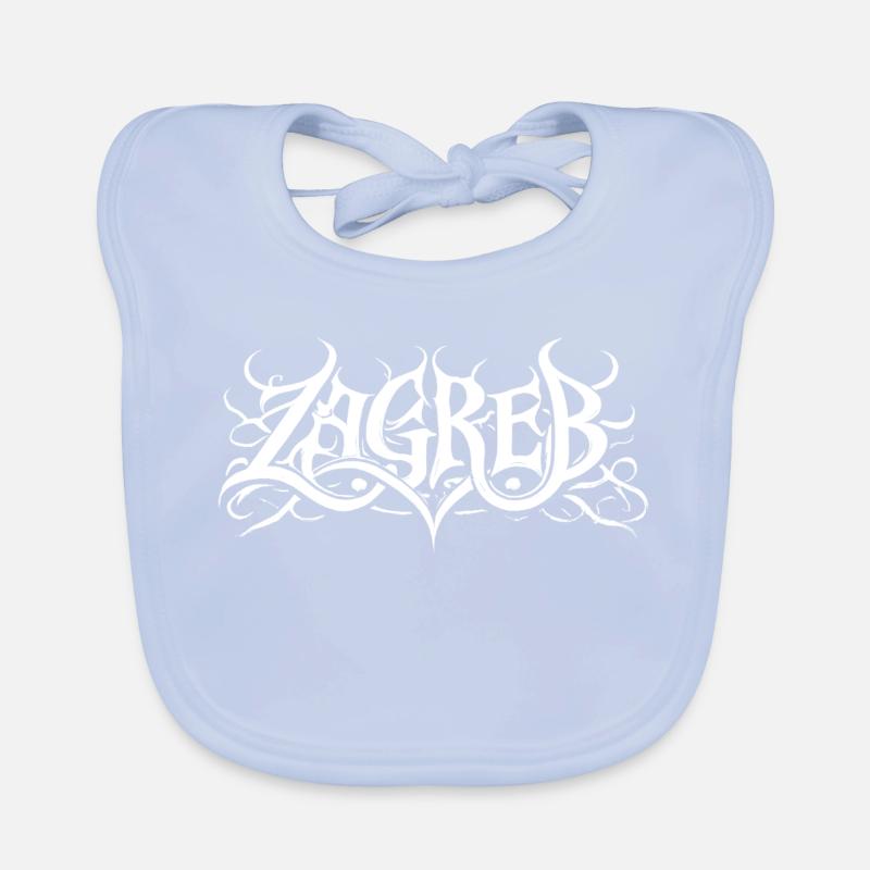 Zagreb heavy metal headbanger typography Organic Baby Bibs