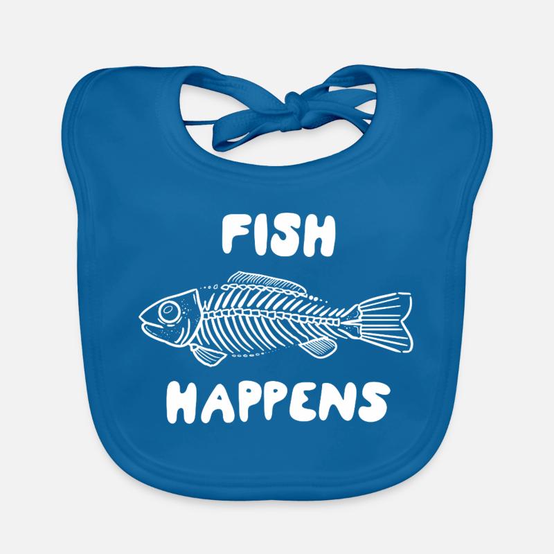 Fish Happens – Funny Fish Skeleton Design - Baby Bio-Lätzchen - Pfauenblau