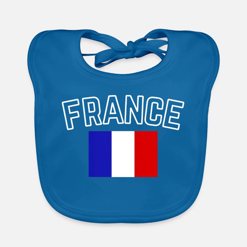 France – Drapeau Français - Bavoir bio Bébé - bleu paon