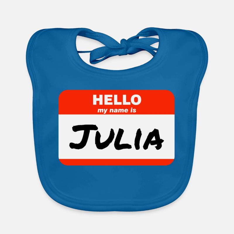 Hello My Name Is Julia Label Name Tag Organic Baby Bibs