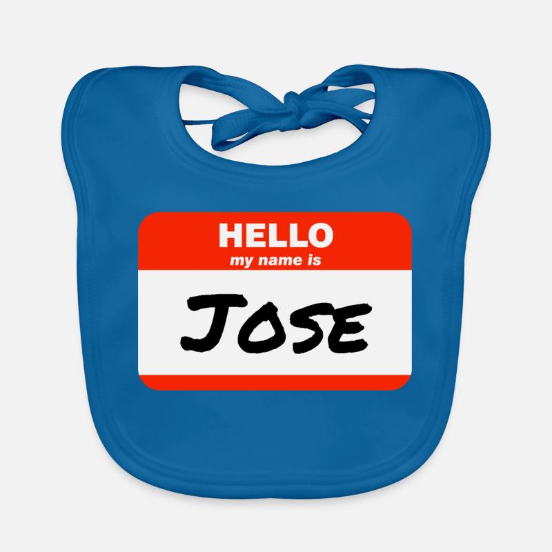 Hello My Name Is Jose Label Name Tag Organic Baby Bibs