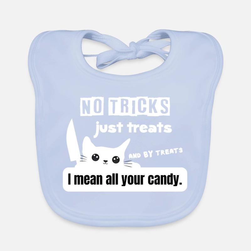 No Tricks Just Treats Cat Halloween Organic Baby Bibs