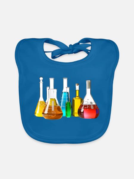 Bunte Laborgläser Kollektion - Baby Bio-Lätzchen - Pfauenblau - Vorne