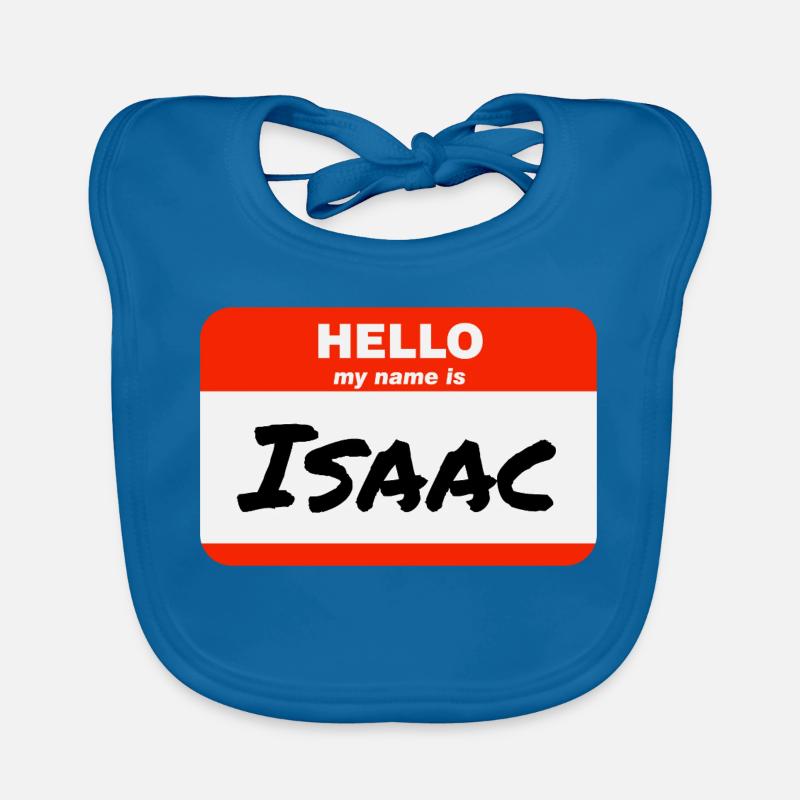 Hello My Name Is Isaac Label Name Tag Organic Baby Bibs