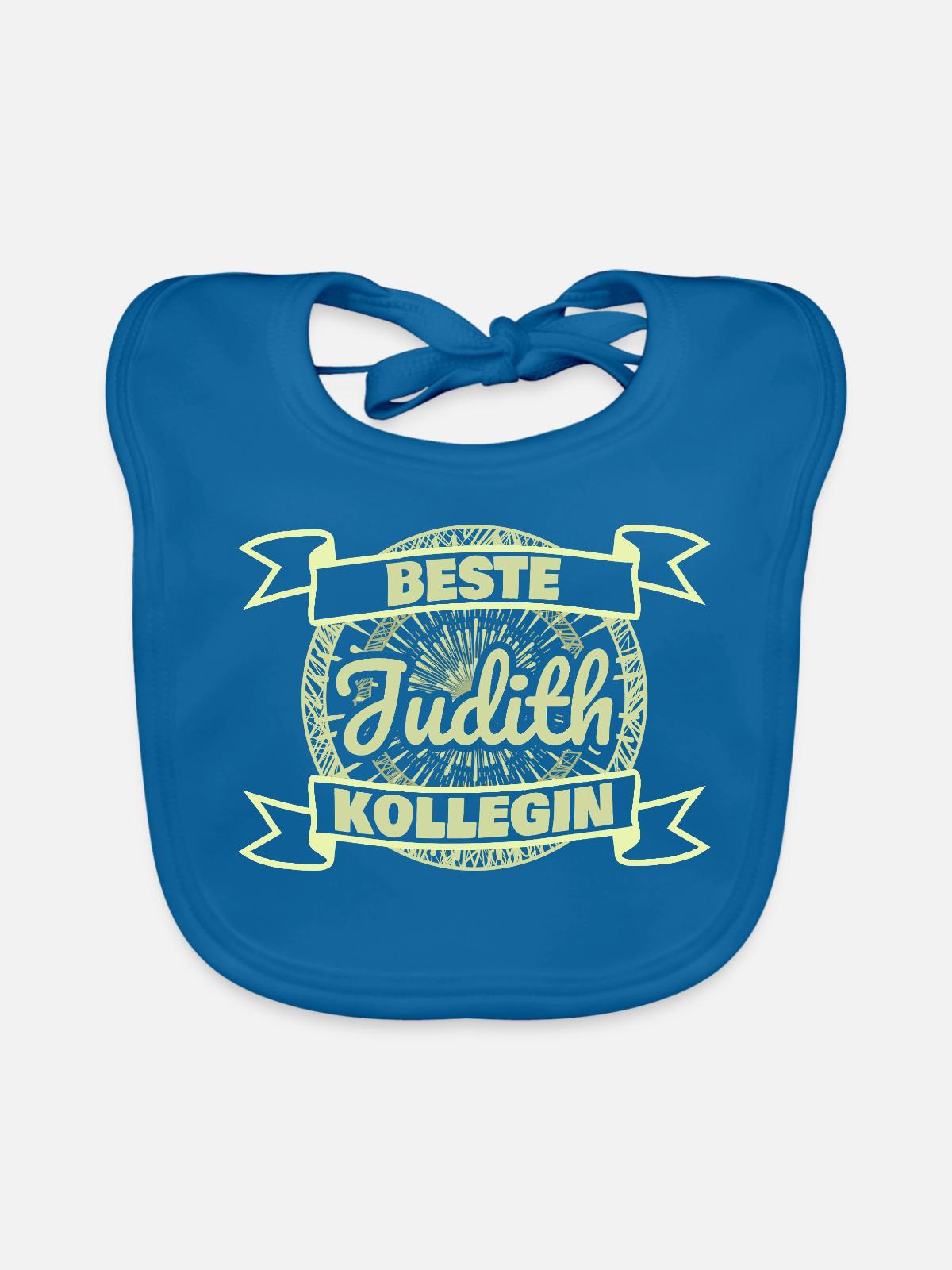 Arbeitskollegin Judith - Baby Bio-Lätzchen - Pfauenblau - Vorne