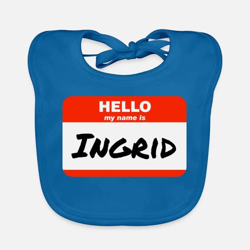 Hello My Name Is Ingrid Label Name Tag Organic Baby Bibs