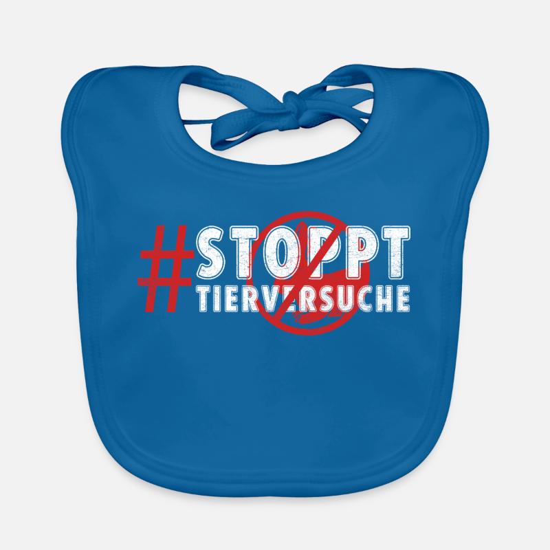 Animal welfare STOP ANIMAL TESTING FUNNY Organic Baby Bibs