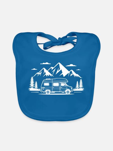 Camping - Baby Bio-Lätzchen - Pfauenblau