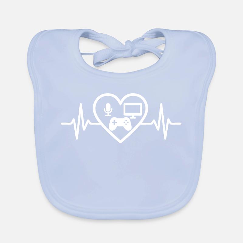 Streaming Gamer Heart Micro Screen Controller Organic Baby Bibs
