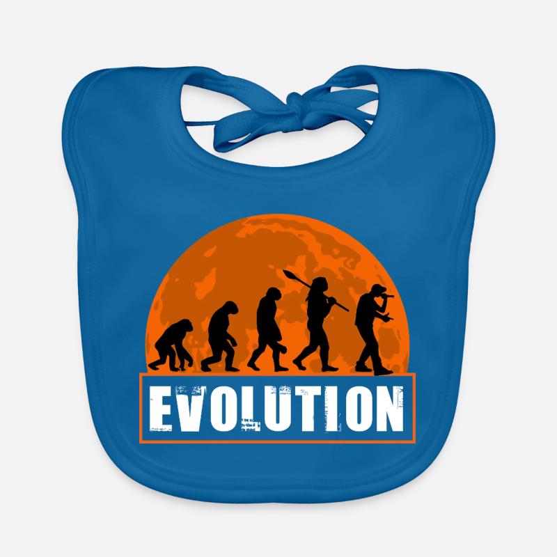 Drôle de rappeur de l’évolution humaine - Bavoir bio Bébé - bleu paon