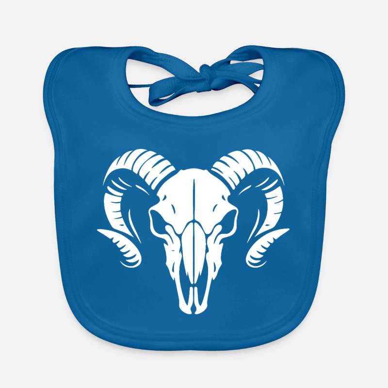 Ram's Head Skull with Horns - Battering Ram Organic Baby Bibs