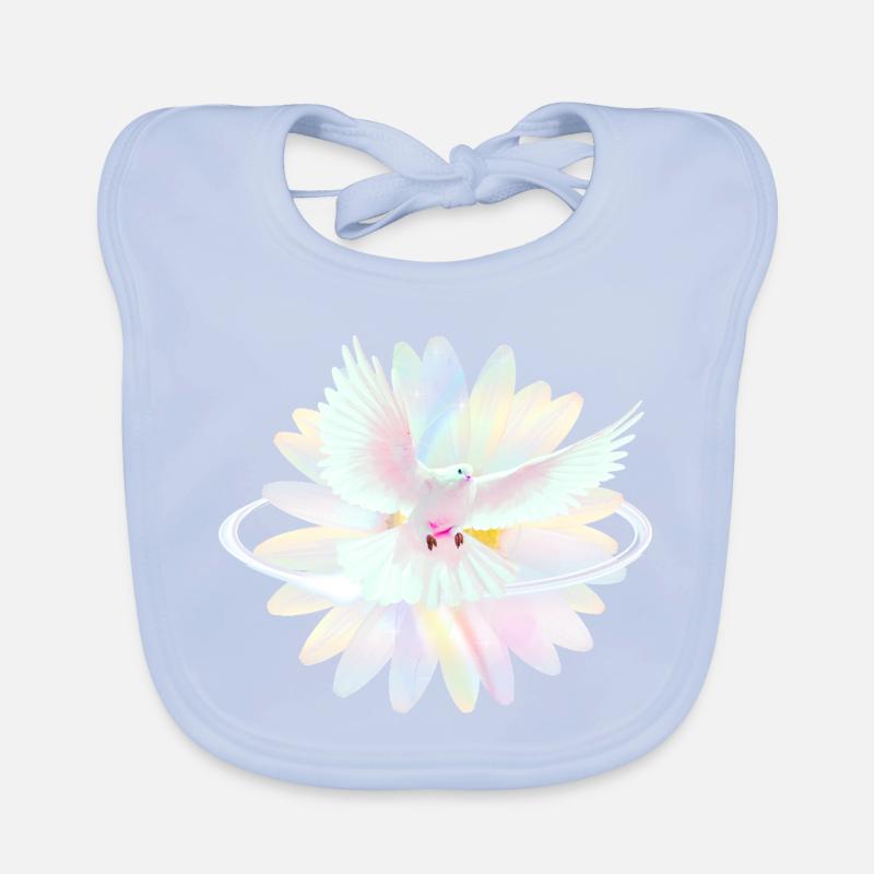 Pastel dove in rainbow light Organic Baby Bibs