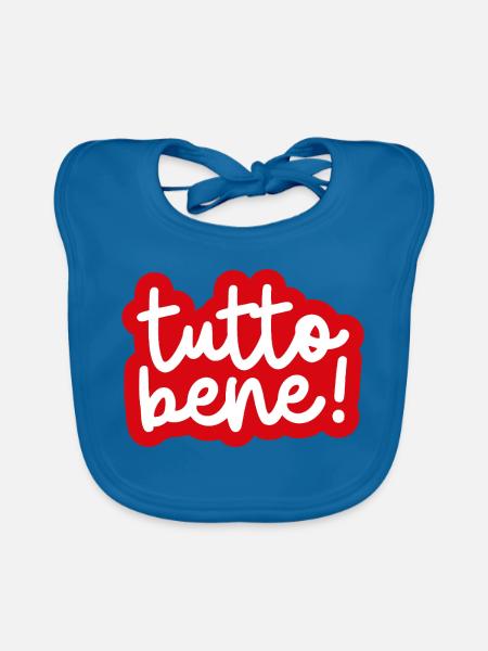 « Tutto bene ! » - Bavoir bio Bébé - bleu paon
