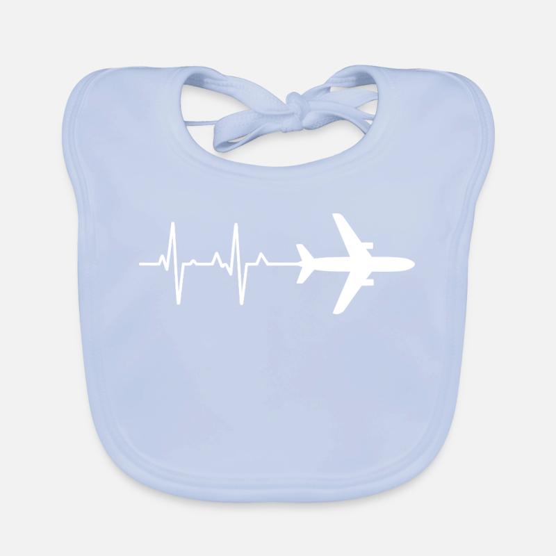 Airplane Heartbeat Pattern Organic Baby Bibs