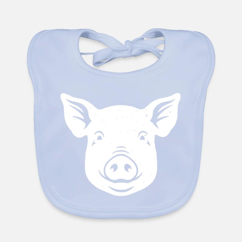 Pig Head Face Farm Vector Organic Baby Bibs