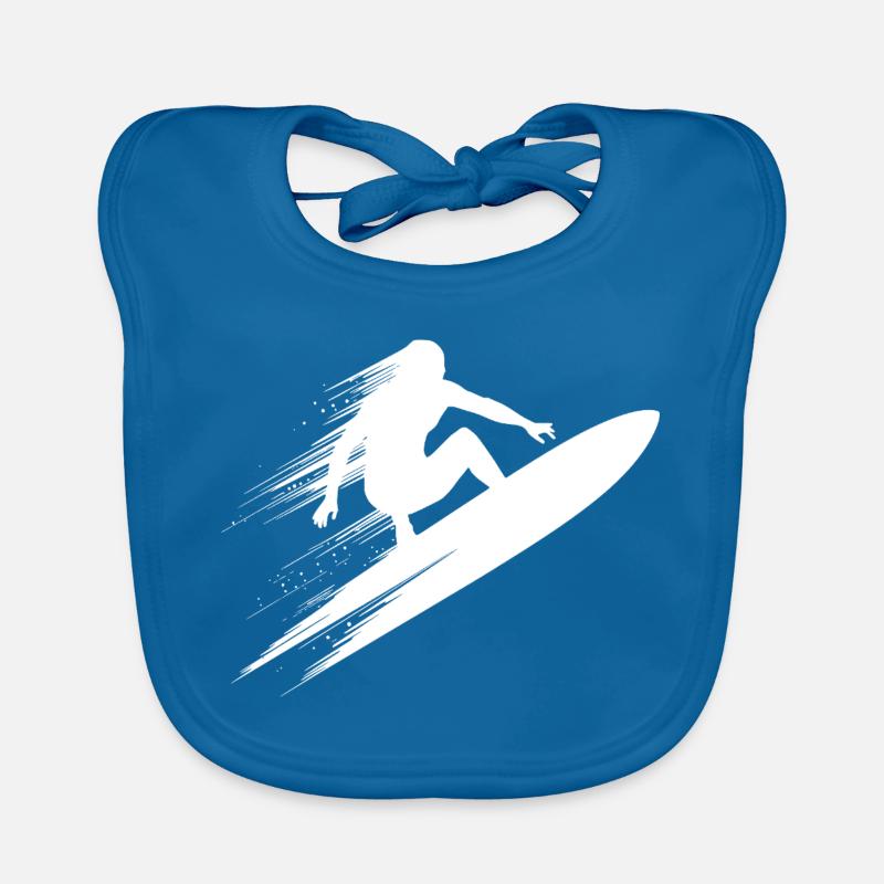 Surf dynamique Illustration Surf Surf - Bavoir bio Bébé - bleu paon