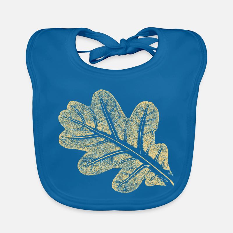 Blatt - Eiche / Botanik & Natur  - Baby Bio-Lätzchen - Pfauenblau