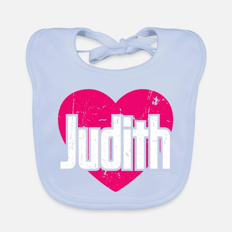 I Love Judith Pinkes Herz Ich liebe Judith Baby Bio-Lätzchen