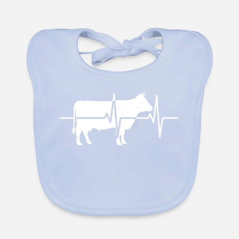 Cow Heartbeat ECG Farmer Pulse Vector Organic Baby Bibs