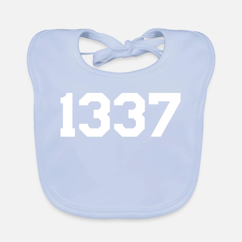 1337 – White Text Design Organic Baby Bibs