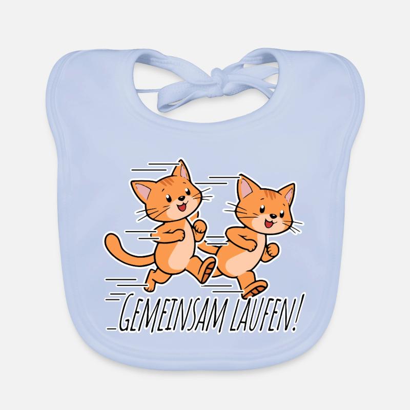 Courez ensemble ! Équipe de course des chats mignons ! Bavoir bio Bébé