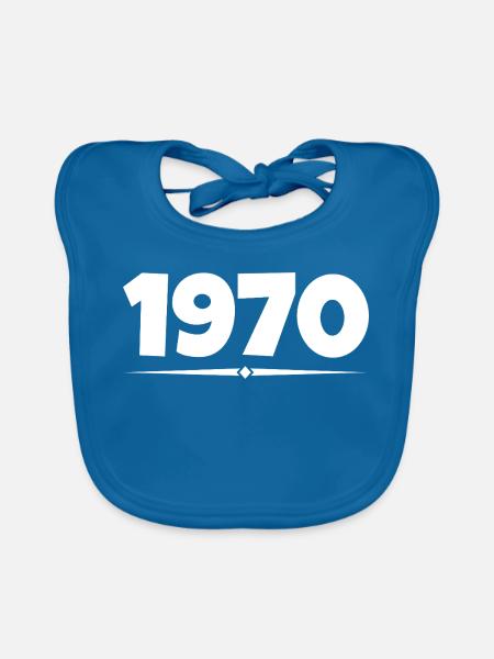 Geschenk von 1970 - Baby Bio-Lätzchen - Pfauenblau