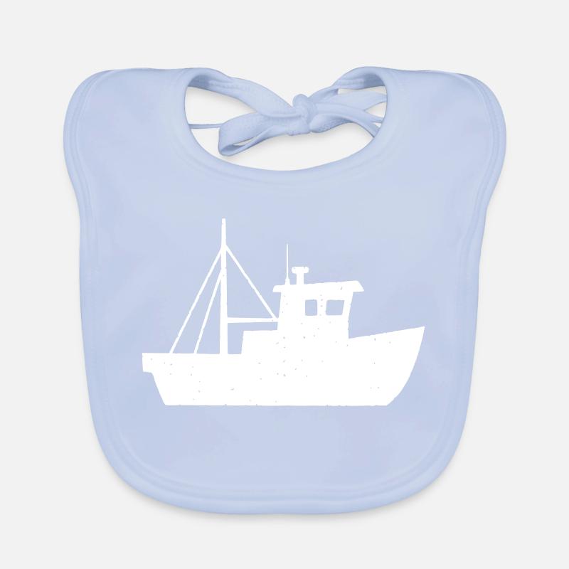 Kleiner Fischkutter Boot Kind Vektor Baby Bio-Lätzchen