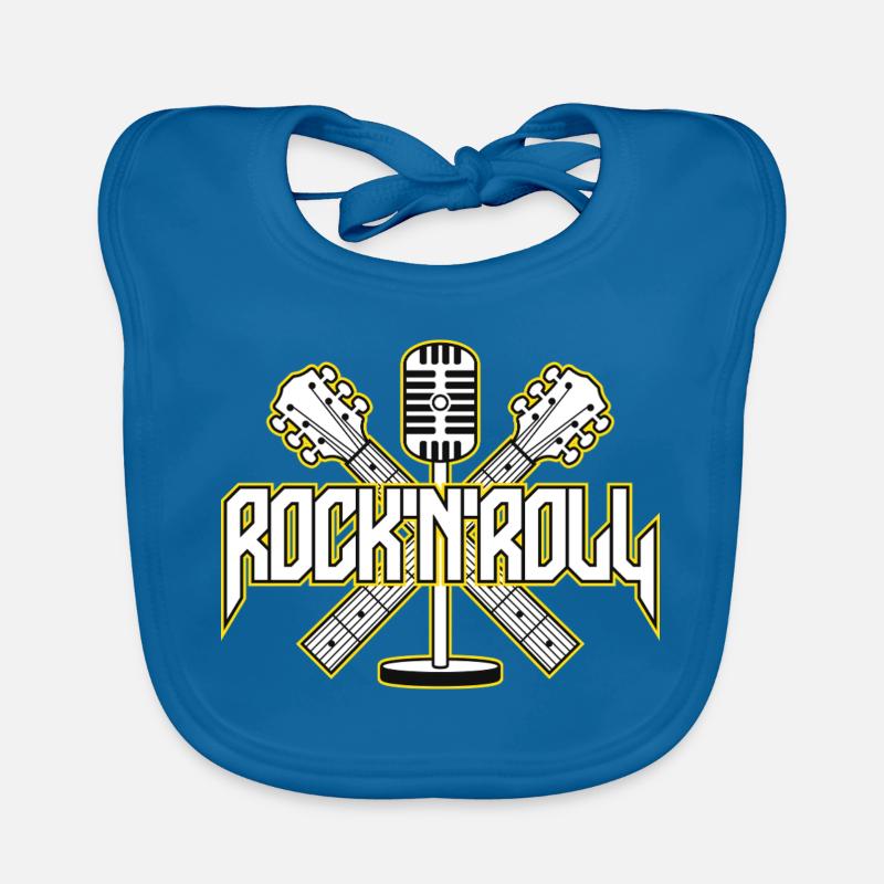 RocknRoll Crest with Guitars and Mic Organic Baby Bibs