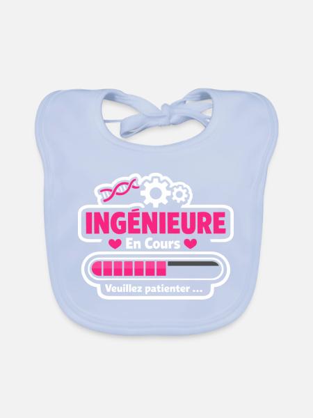 Future Ingénieure Chargement Cadeau Drôle Études - Baby Bio-Lätzchen - sky Blue - Vorne