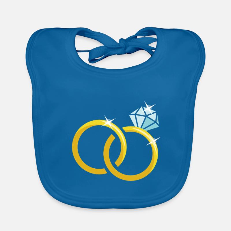 Goldene Eheringe mit Diamant Baby Bio-Lätzchen