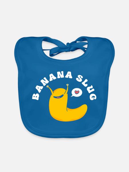 Banane Schnecke - Baby Bio-Lätzchen - Pfauenblau - Vorne