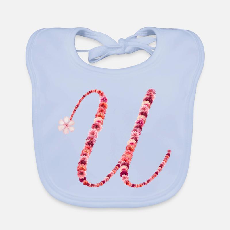 Romantisches Blumenmonogramm "U" Baby Bio-Lätzchen
