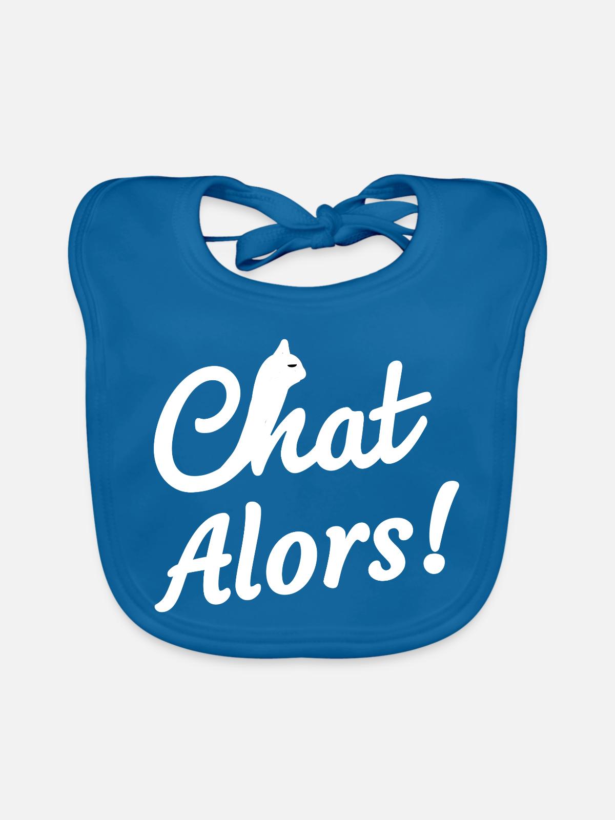 Chat Alors! - Bavoir bio Bébé - bleu paon - Devant