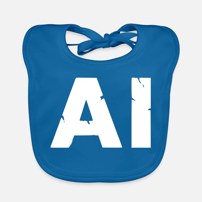 AI Artificial Intelligence Text Grunge Vektor - Baby Bio-Lätzchen - Pfauenblau