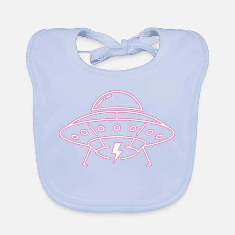 UFO Neon Pink Lightning Party Techno Vector Organic Baby Bibs