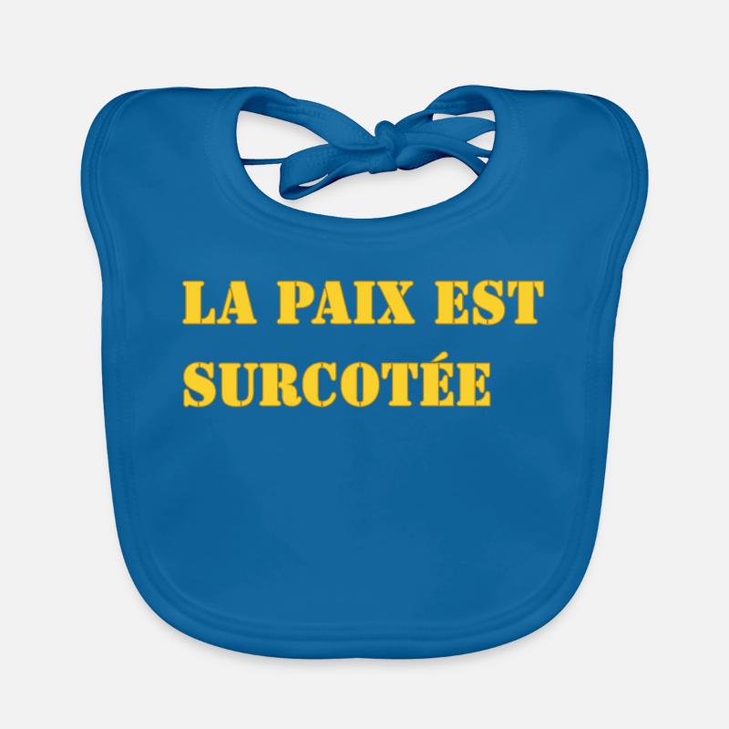 LA PAIX EST SURCOTÉE - Bavoir bio Bébé - bleu paon