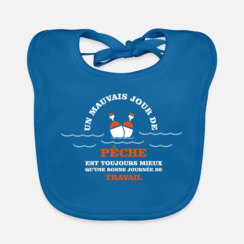 Humour de pêcheur  - Bavoir bio Bébé - bleu paon