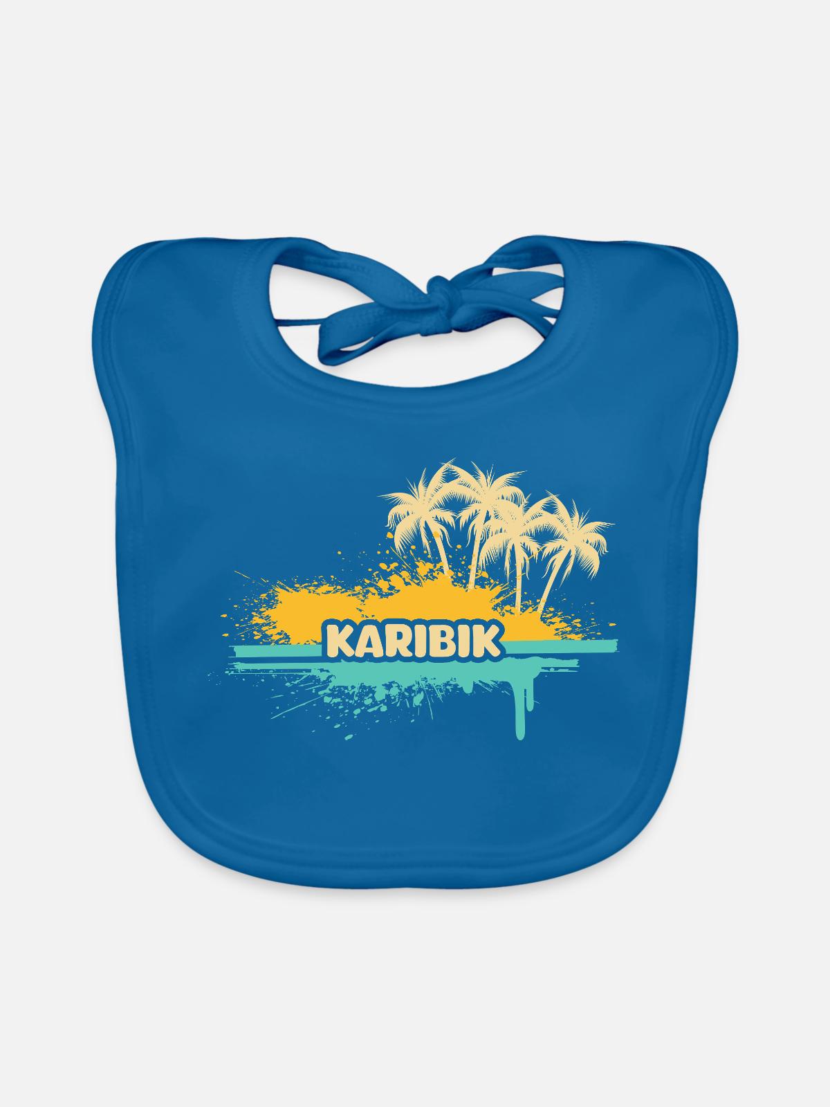 Urlaub Karibik - Baby Bio-Lätzchen - Pfauenblau - Vorne