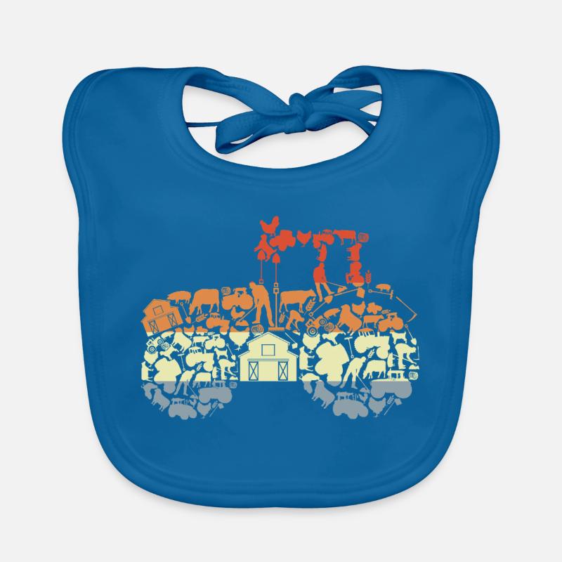 Retro Tractor Silhouette Organic Baby Bibs